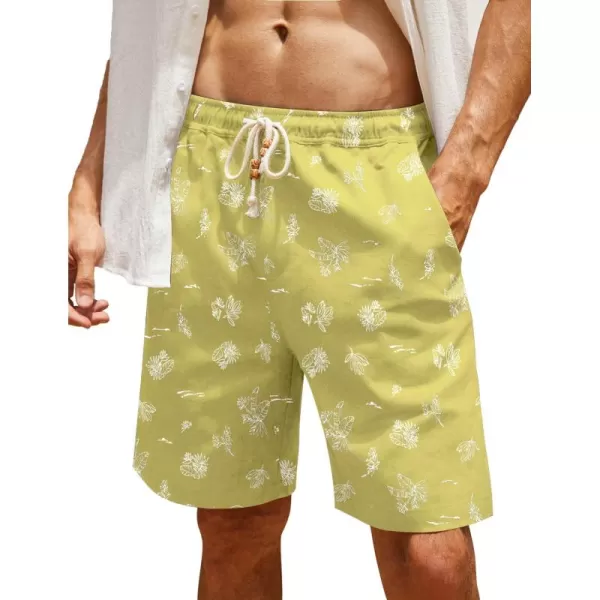 COOFANDY Men's Linen Shorts Casual Elastic Waist Drawstring Summer Beach Shorts