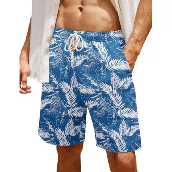 COOFANDY Men's Linen Shorts Casual Elastic Waist Drawstring Summer Beach Shorts