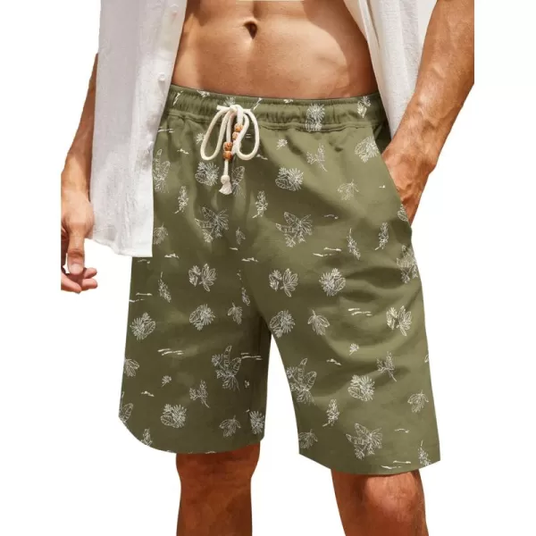 COOFANDY Men's Linen Shorts Casual Elastic Waist Drawstring Summer Beach Shorts