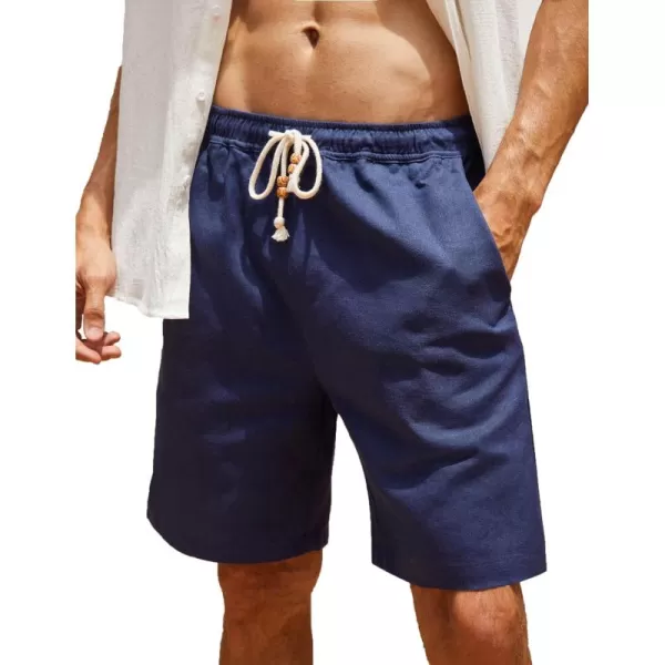 COOFANDY Men's Linen Shorts Casual Elastic Waist Drawstring Summer Beach Shorts