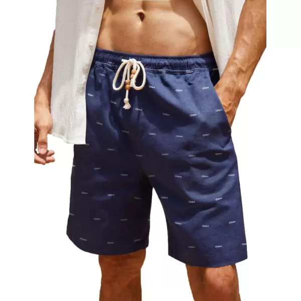 COOFANDY Men's Linen Shorts Casual Elastic Waist Drawstring Summer Beach Shorts