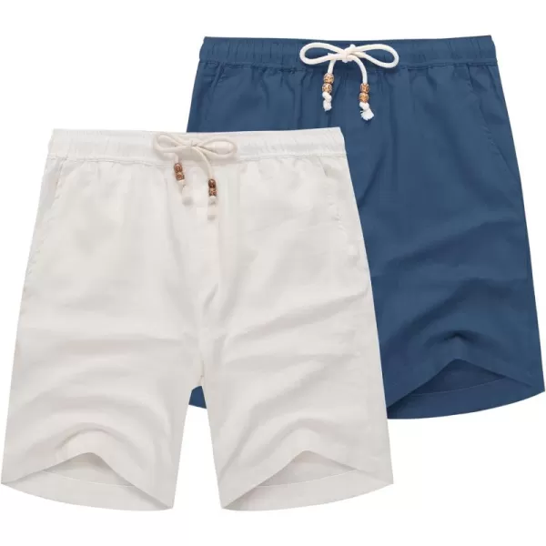 COOFANDY Men's Linen Shorts Casual Elastic Waist Drawstring Summer Beach Shorts