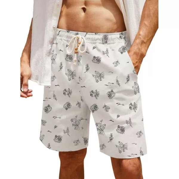 COOFANDY Men's Linen Shorts Casual Elastic Waist Drawstring Summer Beach Shorts