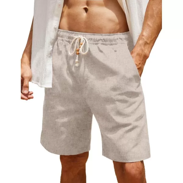 COOFANDY Men's Linen Shorts Casual Elastic Waist Drawstring Summer Beach Shorts