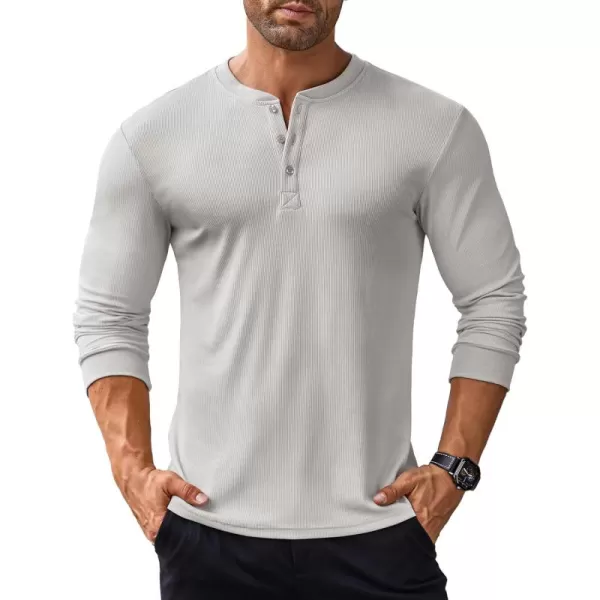 COOFANDY Men's Long Sleeve Henley Shirts Stretch Ribbed T-Shirts Fashion Casual Basic Tops