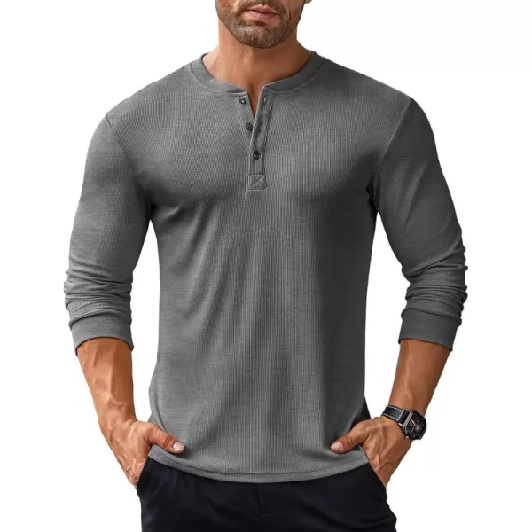 COOFANDY Men's Long Sleeve Henley Shirts Stretch Ribbed T-Shirts Fashion Casual Basic Tops