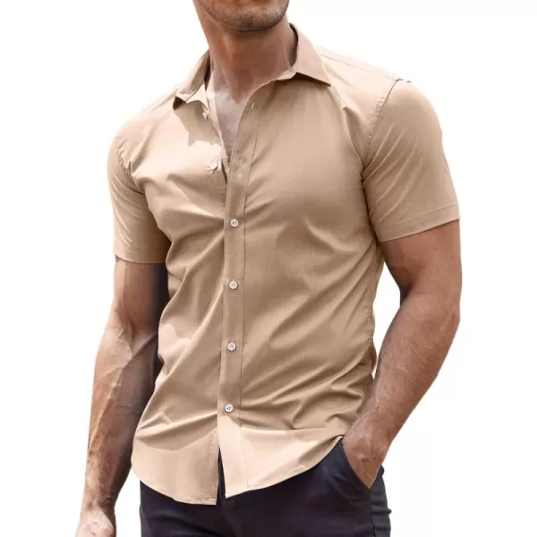 COOFANDY Men's Muscle Fit Dress Shirts Wrinkle-Free Short Sleeve Casual Button Down Shirt