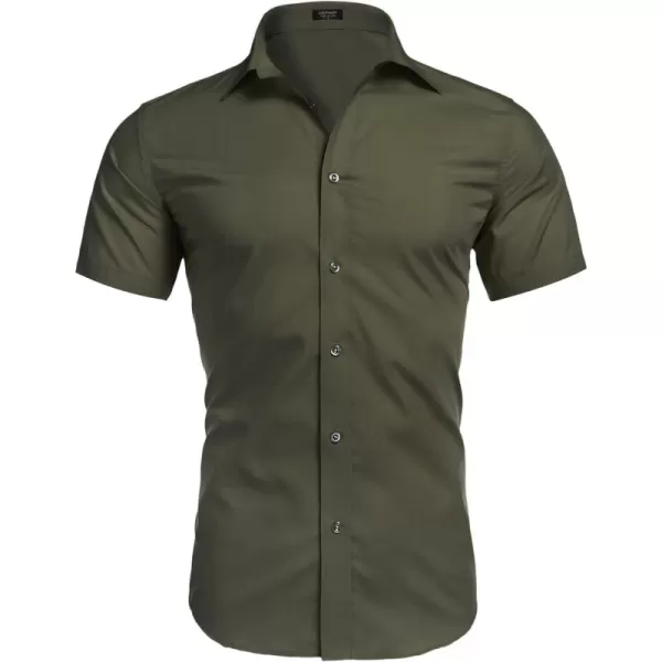 COOFANDY Men's Muscle Fit Dress Shirts Wrinkle-Free Short Sleeve Casual Button Down Shirt