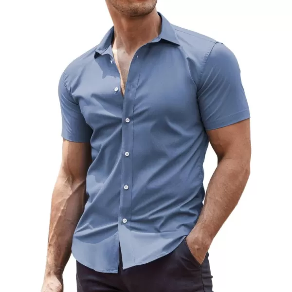 COOFANDY Men's Muscle Fit Dress Shirts Wrinkle-Free Short Sleeve Casual Button Down Shirt