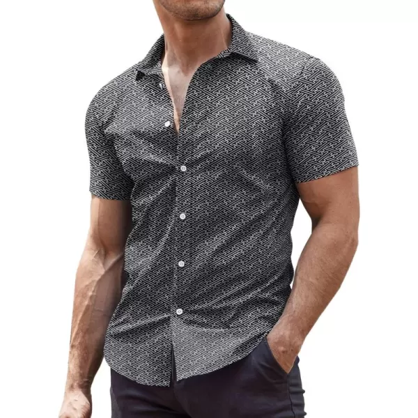 COOFANDY Men's Muscle Fit Dress Shirts Wrinkle-Free Short Sleeve Casual Button Down Shirt