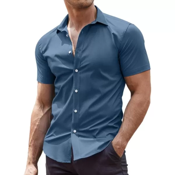 COOFANDY Men's Muscle Fit Dress Shirts Wrinkle-Free Short Sleeve Casual Button Down Shirt