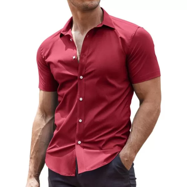 COOFANDY Men's Muscle Fit Dress Shirts Wrinkle-Free Short Sleeve Casual Button Down Shirt