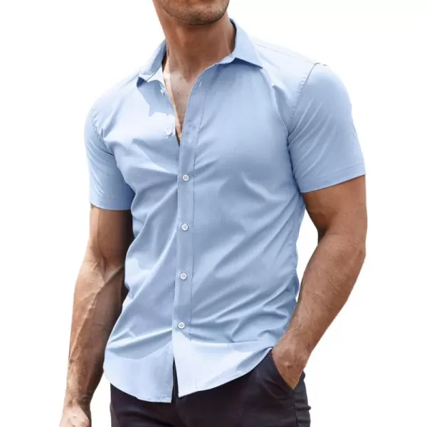 COOFANDY Men's Muscle Fit Dress Shirts Wrinkle-Free Short Sleeve Casual Button Down Shirt