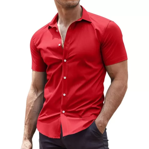 COOFANDY Men's Muscle Fit Dress Shirts Wrinkle-Free Short Sleeve Casual Button Down Shirt