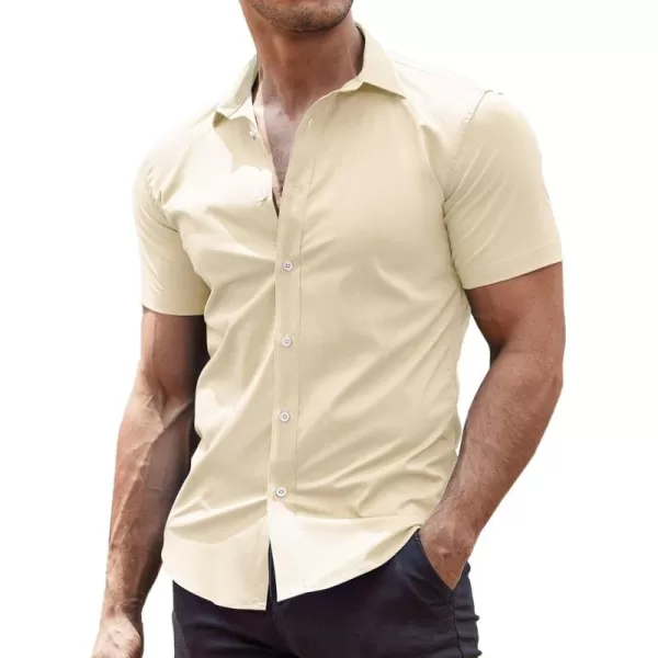 COOFANDY Men's Muscle Fit Dress Shirts Wrinkle-Free Short Sleeve Casual Button Down Shirt