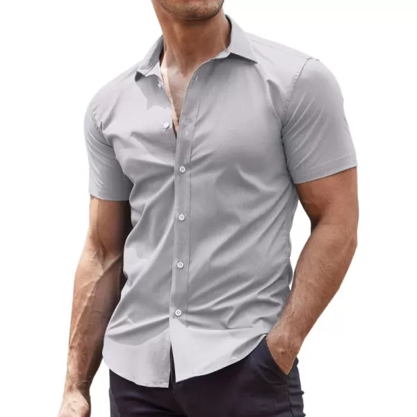 COOFANDY Men's Muscle Fit Dress Shirts Wrinkle-Free Short Sleeve Casual Button Down Shirt