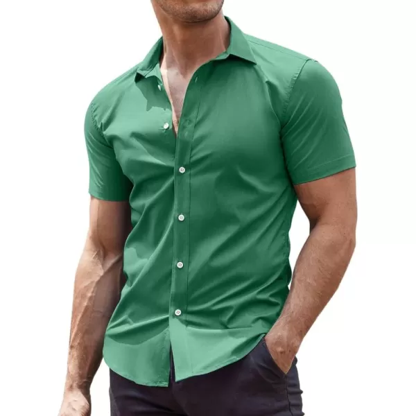 COOFANDY Men's Muscle Fit Dress Shirts Wrinkle-Free Short Sleeve Casual Button Down Shirt