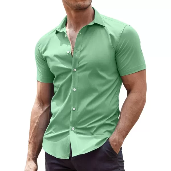 COOFANDY Men's Muscle Fit Dress Shirts Wrinkle-Free Short Sleeve Casual Button Down Shirt