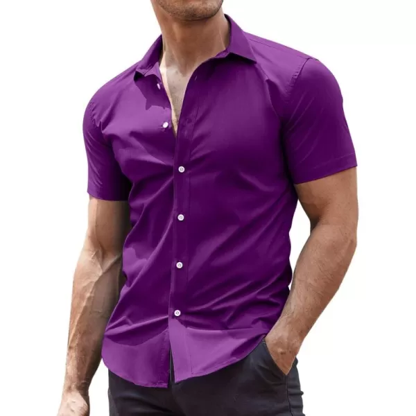 COOFANDY Men's Muscle Fit Dress Shirts Wrinkle-Free Short Sleeve Casual Button Down Shirt