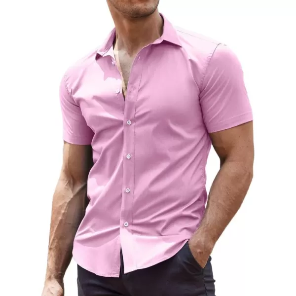 COOFANDY Men's Muscle Fit Dress Shirts Wrinkle-Free Short Sleeve Casual Button Down Shirt
