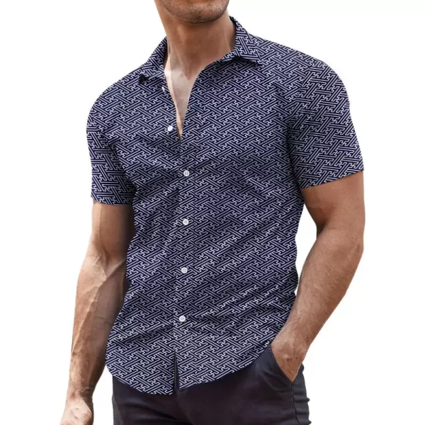 COOFANDY Men's Muscle Fit Dress Shirts Wrinkle-Free Short Sleeve Casual Button Down Shirt