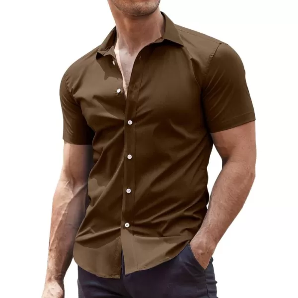 COOFANDY Men's Muscle Fit Dress Shirts Wrinkle-Free Short Sleeve Casual Button Down Shirt