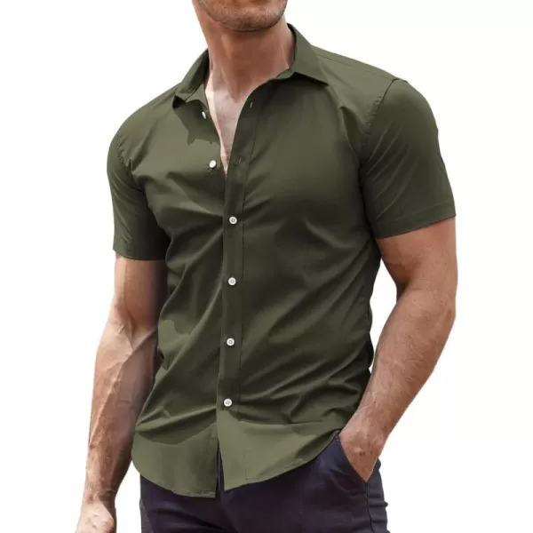 COOFANDY Men's Muscle Fit Dress Shirts Wrinkle-Free Short Sleeve Casual Button Down Shirt