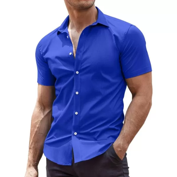 COOFANDY Men's Muscle Fit Dress Shirts Wrinkle-Free Short Sleeve Casual Button Down Shirt