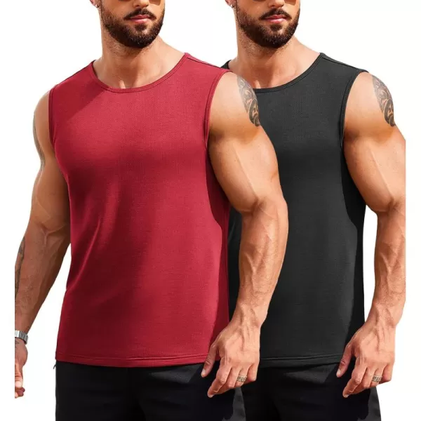 COOFANDY Men's Muscle Tank Tops Quick Dry 2 Pack Workout Gym Tanks Casual Sleeveless T Shirts
