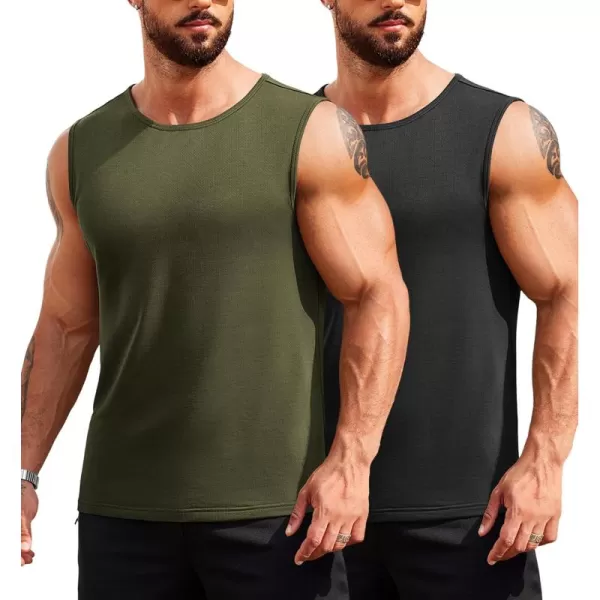 COOFANDY Men's Muscle Tank Tops Quick Dry 2 Pack Workout Gym Tanks Casual Sleeveless T Shirts
