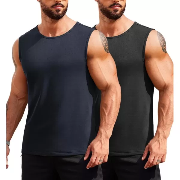 COOFANDY Men's Muscle Tank Tops Quick Dry 2 Pack Workout Gym Tanks Casual Sleeveless T Shirts