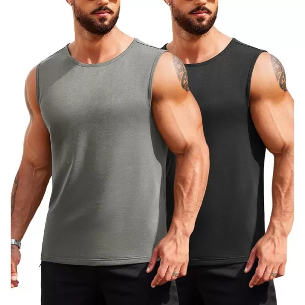 COOFANDY Men's Muscle Tank Tops Quick Dry 2 Pack Workout Gym Tanks Casual Sleeveless T Shirts
