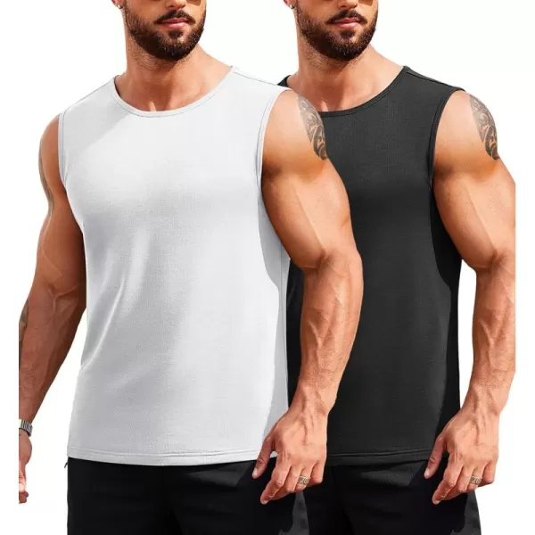 COOFANDY Men's Muscle Tank Tops Quick Dry 2 Pack Workout Gym Tanks Casual Sleeveless T Shirts