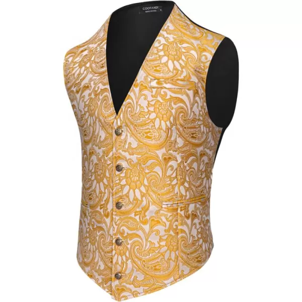 COOFANDY Men's Paisley Vests Victorian Steampunk Gothic Suit Vest Slim Fit V-Neck Tuxedo Waistcoat