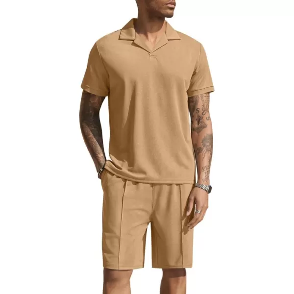 COOFANDY Men's Polo Shirt and Shorts Set 2 Piece Outfits Fashion Summer Tracksuits Short Sleeve Casual Polo Suit