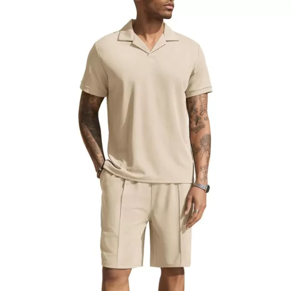 COOFANDY Men's Polo Shirt and Shorts Set 2 Piece Outfits Fashion Summer Tracksuits Short Sleeve Casual Polo Suit