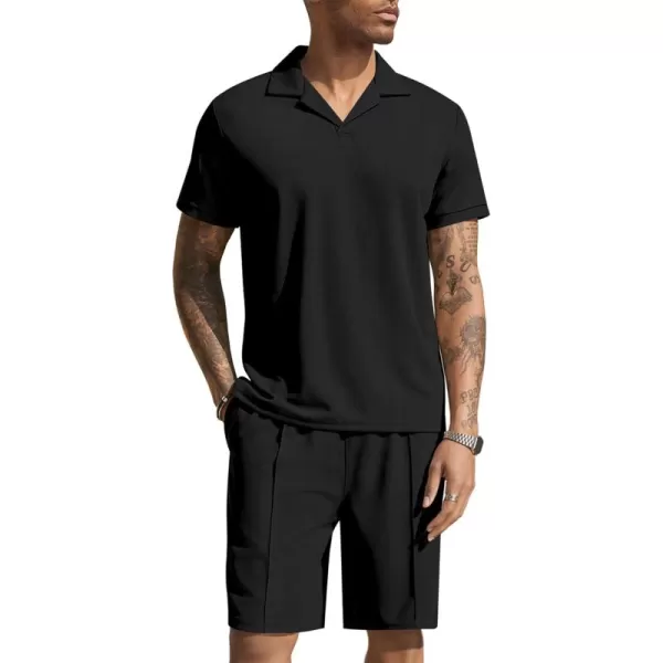 COOFANDY Men's Polo Shirt and Shorts Set 2 Piece Outfits Fashion Summer Tracksuits Short Sleeve Casual Polo Suit