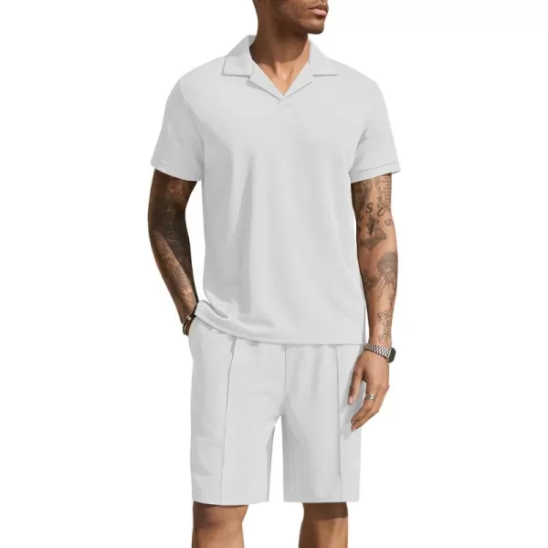 COOFANDY Men's Polo Shirt and Shorts Set 2 Piece Outfits Fashion Summer Tracksuits Short Sleeve Casual Polo Suit
