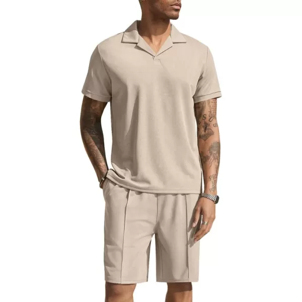 COOFANDY Men's Polo Shirt and Shorts Set 2 Piece Outfits Fashion Summer Tracksuits Short Sleeve Casual Polo Suit