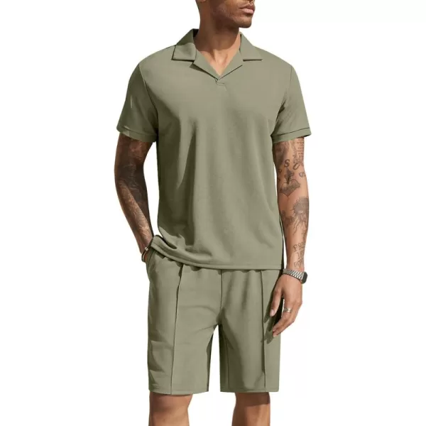 COOFANDY Men's Polo Shirt and Shorts Set 2 Piece Outfits Fashion Summer Tracksuits Short Sleeve Casual Polo Suit