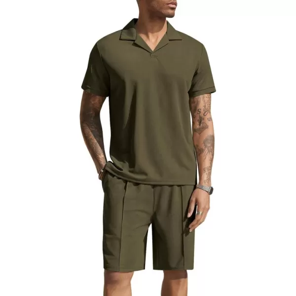 COOFANDY Men's Polo Shirt and Shorts Set 2 Piece Outfits Fashion Summer Tracksuits Short Sleeve Casual Polo Suit