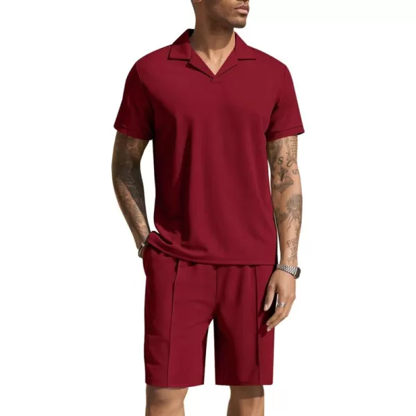 COOFANDY Men's Polo Shirt and Shorts Set 2 Piece Outfits Fashion Summer Tracksuits Short Sleeve Casual Polo Suit