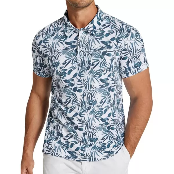 COOFANDY Men's Polo Shirts Short Sleeve Print Performance Golf Shirts Fashion Casual Beach Collared T-Shirts)