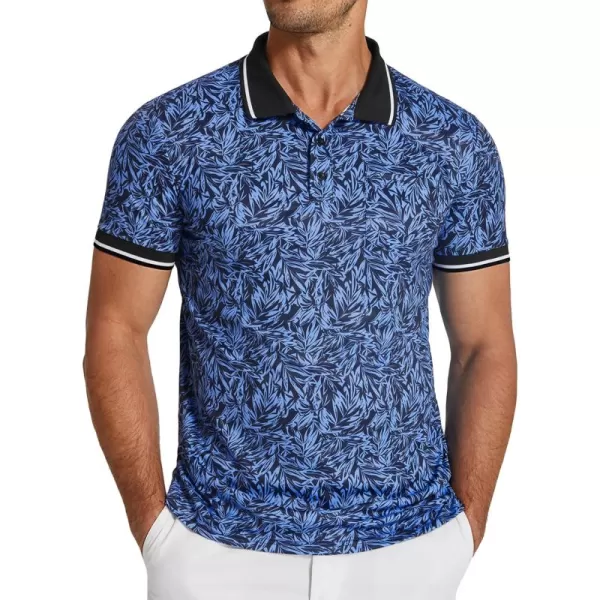 COOFANDY Men's Polo Shirts Short Sleeve Print Performance Golf Shirts Fashion Casual Beach Collared T-Shirts
