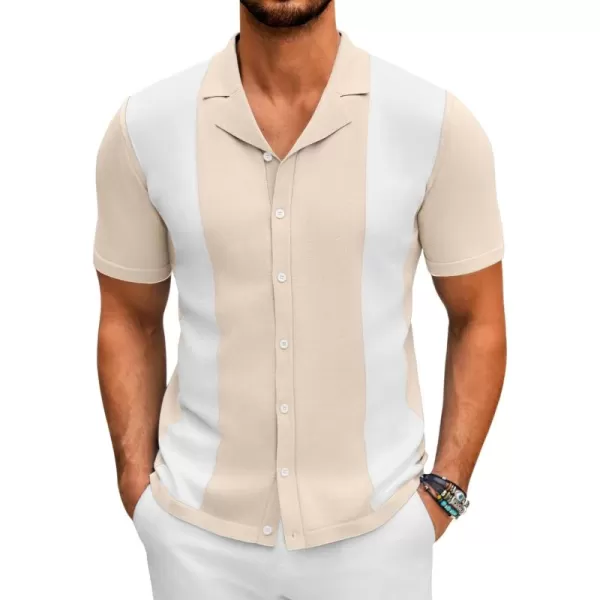 COOFANDY Mens Polo Shirts Vintage Bowling Shirt Casual Button Down Shirts Short Sleeve Knit Shirt Summer Hawaiian Beach Shirt