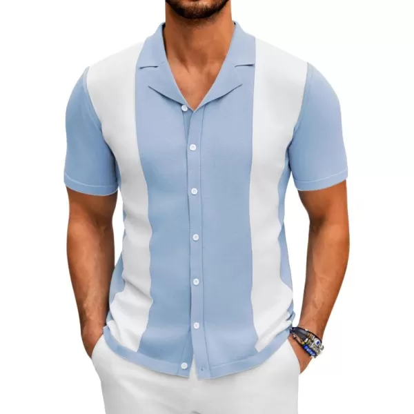 COOFANDY Mens Polo Shirts Vintage Bowling Shirt Casual Button Down Shirts Short Sleeve Knit Shirt Summer Hawaiian Beach Shirt