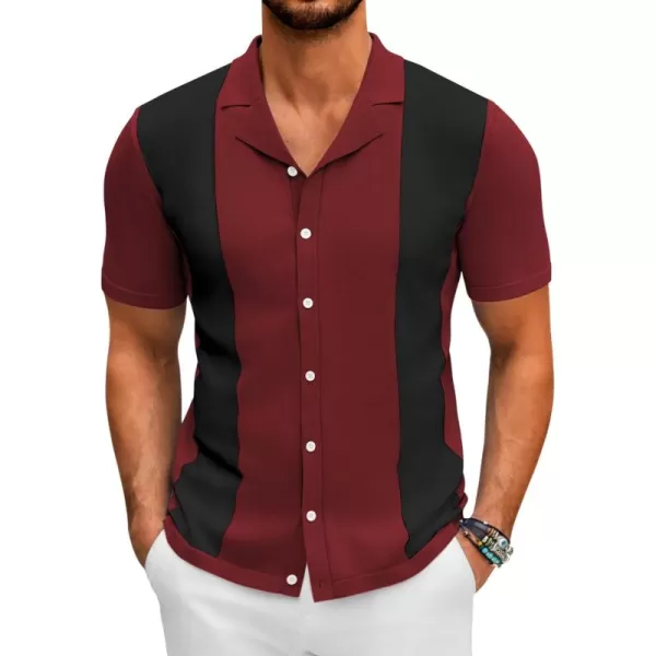 COOFANDY Mens Polo Shirts Vintage Bowling Shirt Casual Button Down Shirts Short Sleeve Knit Shirt Summer Hawaiian Beach Shirt