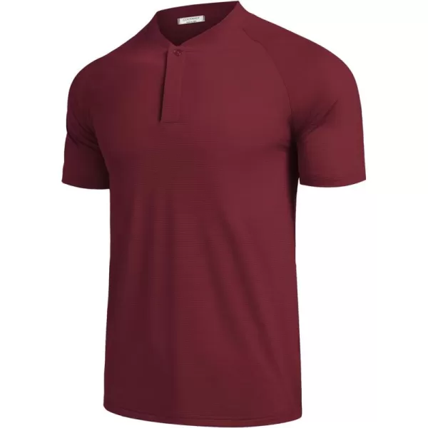 COOFANDY Men's Quick Dry Golf Polo Shirts Short Sleeve Henley Shirt Active Athletic Collarless Sports T Shirts