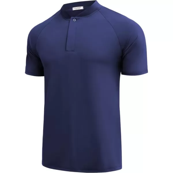 COOFANDY Men's Quick Dry Golf Polo Shirts Short Sleeve Henley Shirt Active Athletic Collarless Sports T Shirts