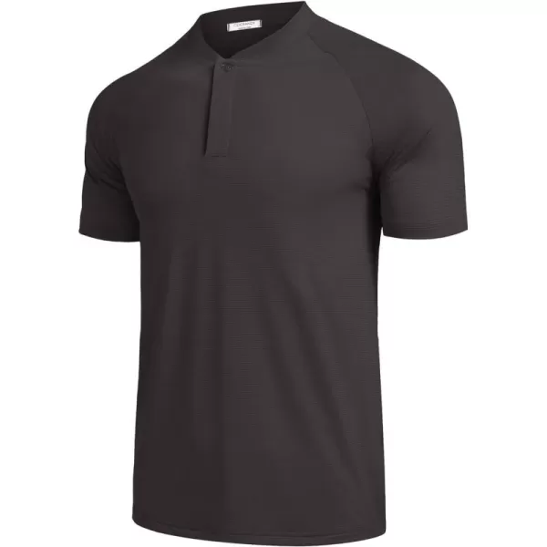 COOFANDY Men's Quick Dry Golf Polo Shirts Short Sleeve Henley Shirt Active Athletic Collarless Sports T Shirts
